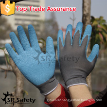 SRSAFETY 13 gauge knitted gloves with blue rubber latex garden gloves/safety gloves